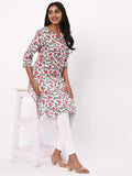 Women Rayon Regular Fit Round Neck Printed Kurta