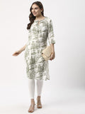 Women Poly Blend Regular Fit Tie-Up Neck Printed Kurta